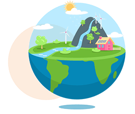 A imagem demonstra um globo de vidro onde é possível visualizar como a natureza é. Ele serviu como exemplo do trabalho que a Communicare oferece de Gestão de projetos de responsabilidade socioambiental